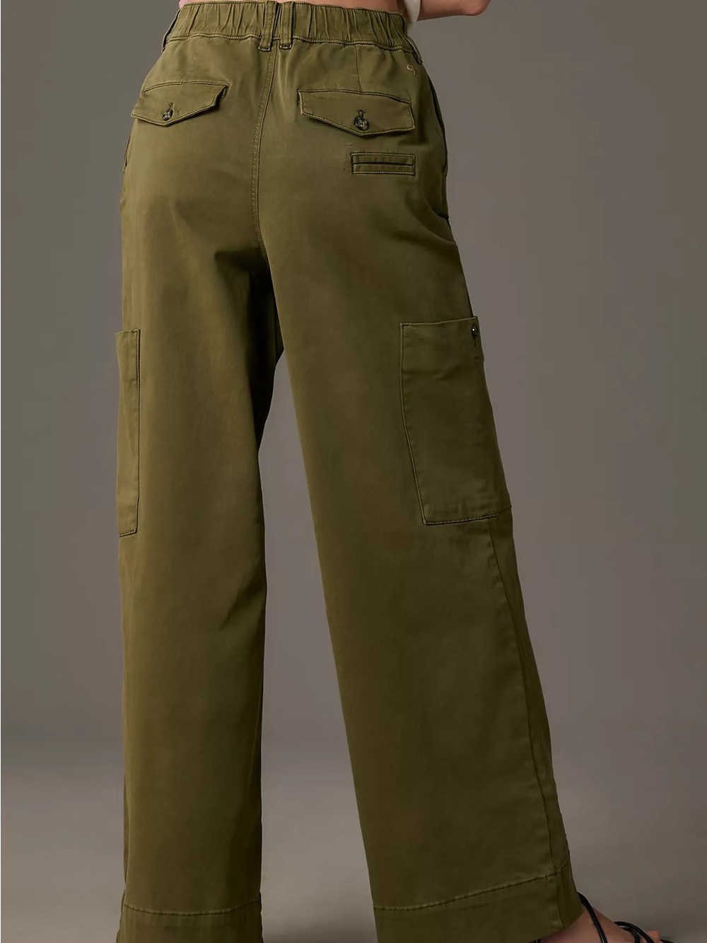 Pilcro Pleated Wide-Leg Cargo Pants Army Green Size Small - Picture 3 of 14